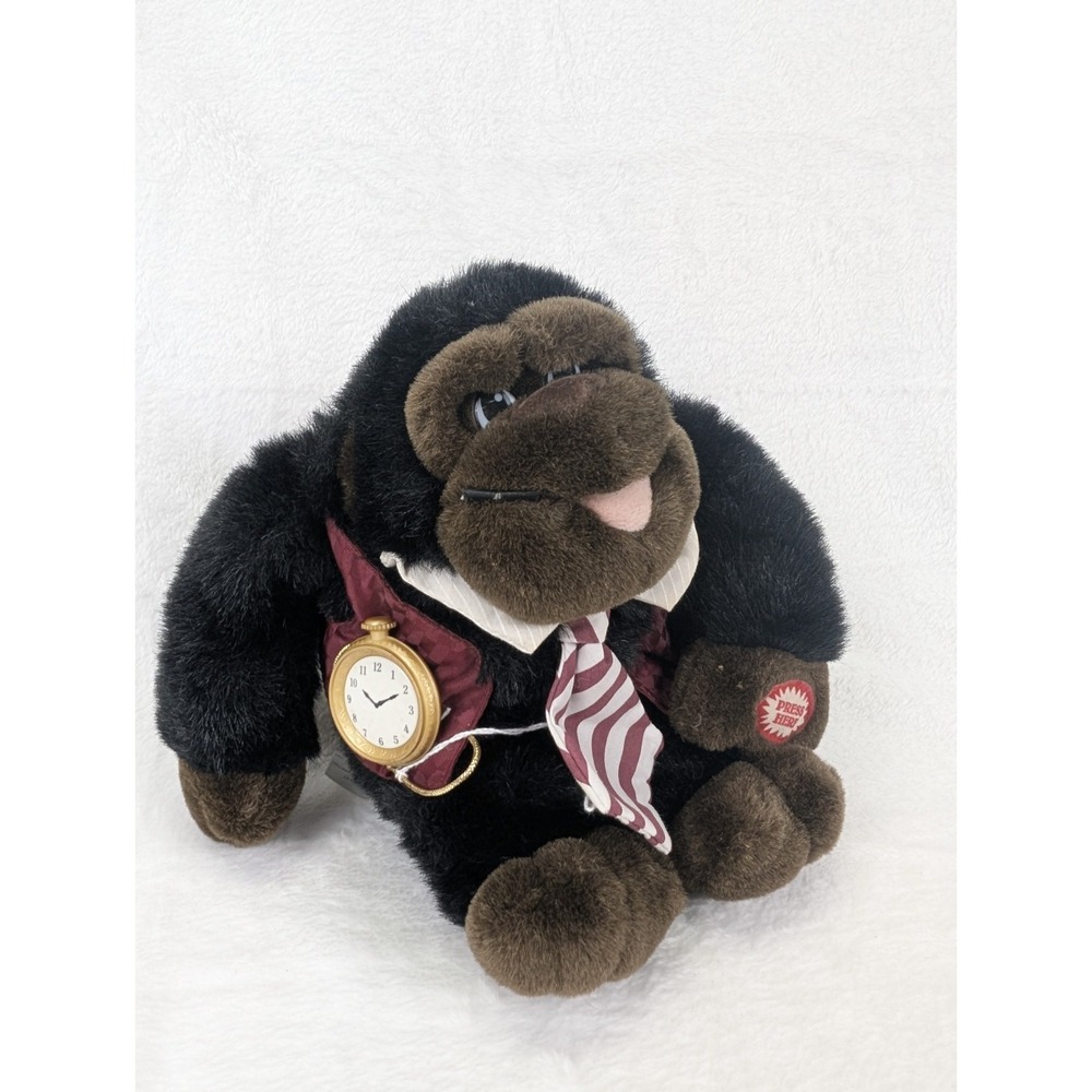 Vintage Brown Nose Gorilla Talking Plush Tested Toy Dan Dee Compliments Boss 90s
